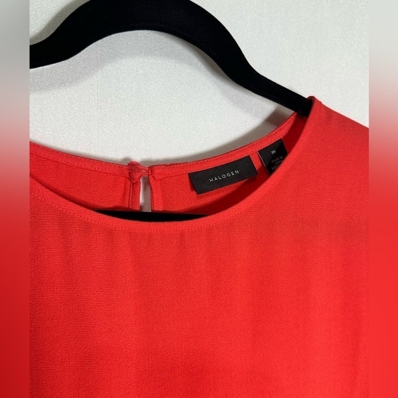 Nordstrom Halogen hibiscus, red cap sleeve blouse - large - Picture 4 of 5